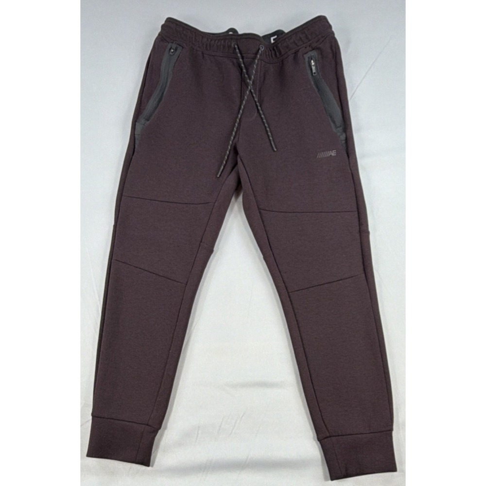 American Eagle Joggers Mens Large Maroon Athletic Sweatpants Zipper Pocket